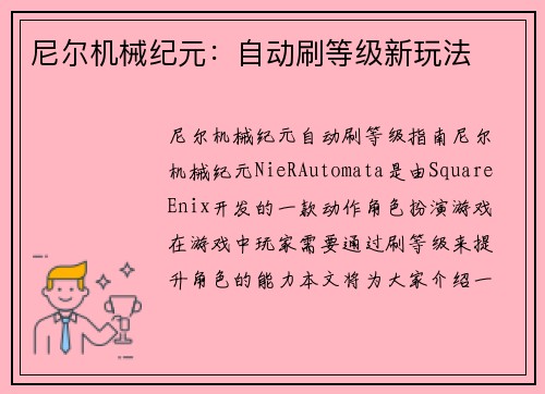 尼尔机械纪元：自动刷等级新玩法